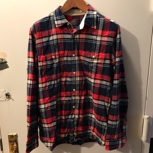 Gap Men’s Plaid Flannel Shirt Red Blue Gray Lg